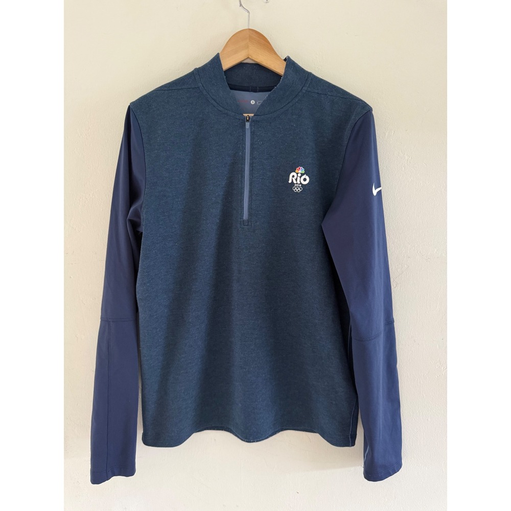 Nike Tiger Woods Rio 2016 Olympics NBC Quarter Zip Navy Blue Small 811952-473